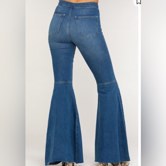 FREE PEOPLE WOMEN'S DARK WASH HIGH RISE JUST FLOAT ON FLARE JEANS 28 - Picture 3 of 12